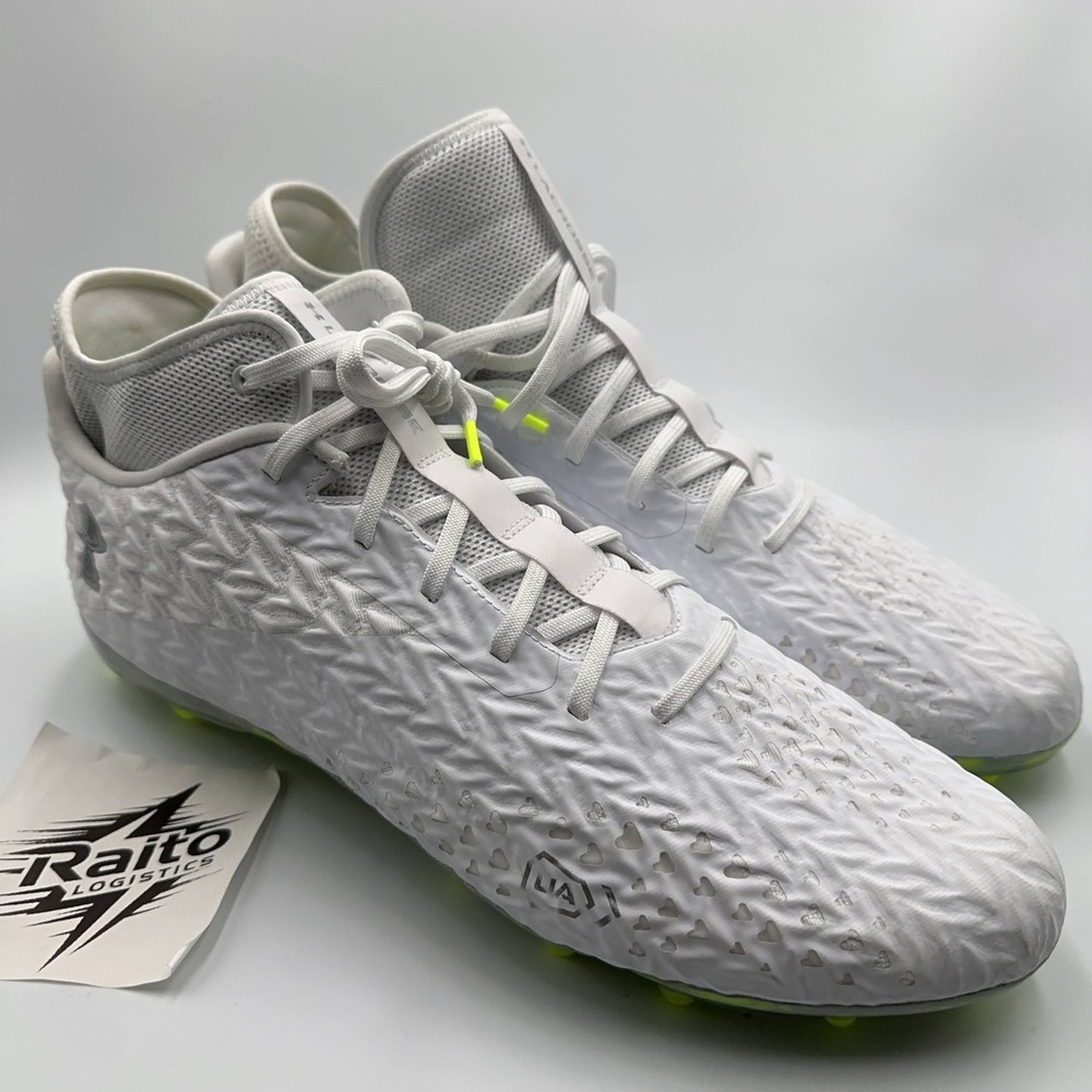 Unisex Sz M15/W16.5 Under Armour Cleats Spotlight 4 MC White Silver 3028705-100